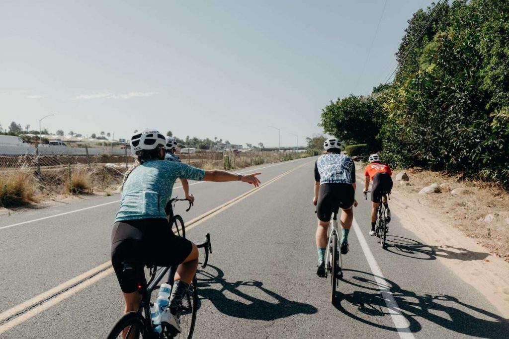 An image of three cyclists on a long-distance ride on road bikes.