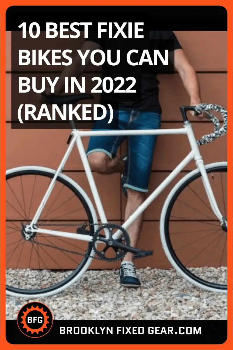 Image of a man wearing jean shorts holding a white fixed gear bike. Pinterest