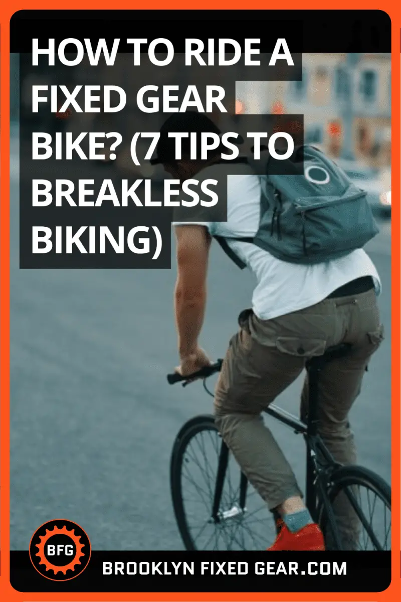 Image of man riding fixie bicycle with blue backpack in the city streets. Pinterest