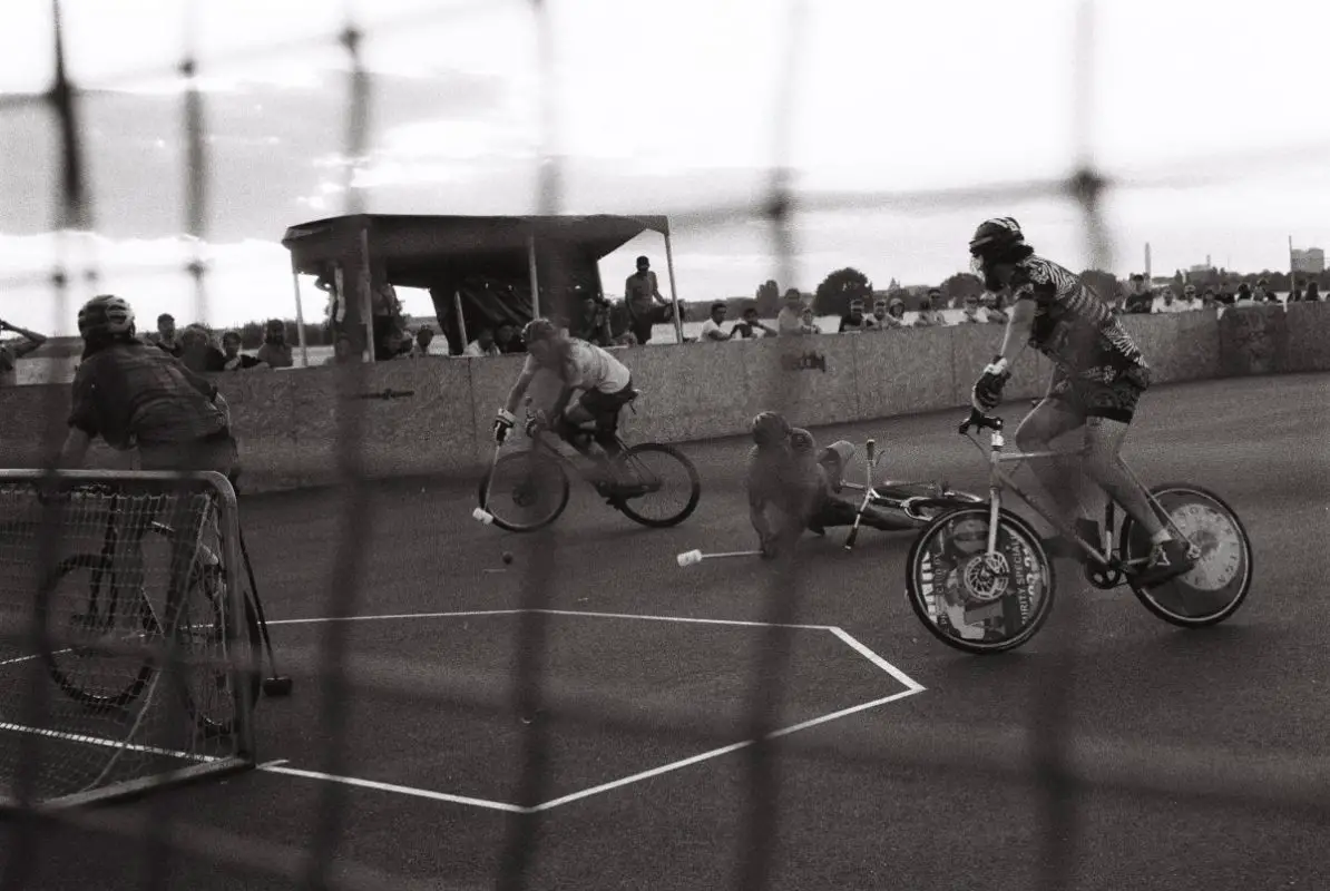 A game of bike polo being played. Source: unsplash